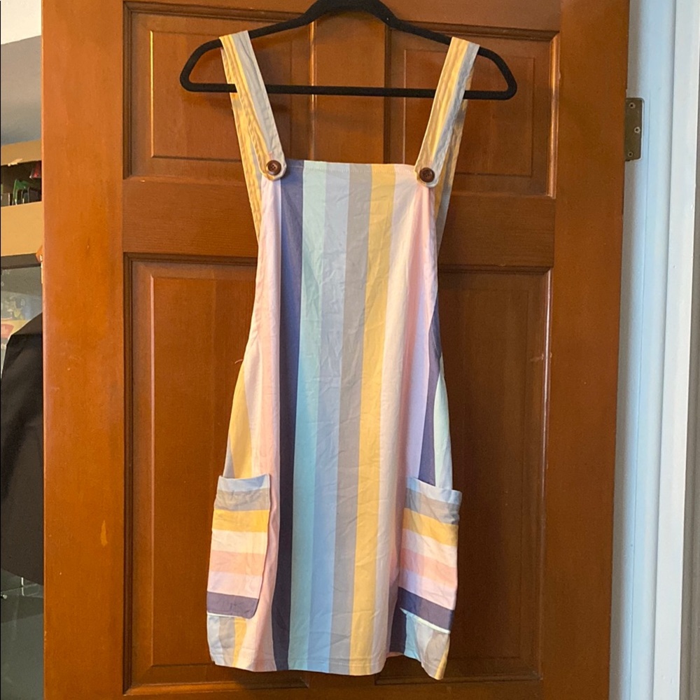 Collectif Striped Pastel Pinafore Dress